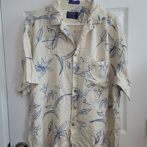 Mens 100% Silk Pendleton Hawaiian Button Up Short Sleeve With Pocket Shirt SZ L